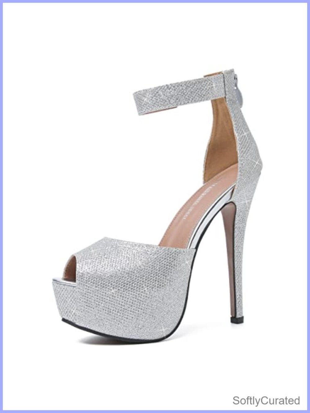 Women's Platform High Heel Sandals Peep Toe Ankle Strap Stiletto Zip